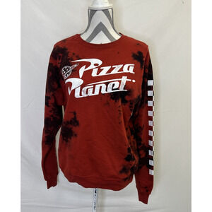 Disney Parks PIZZA PLANET Red & Black Tie Dye Sweatshirt Toy Story Size Small